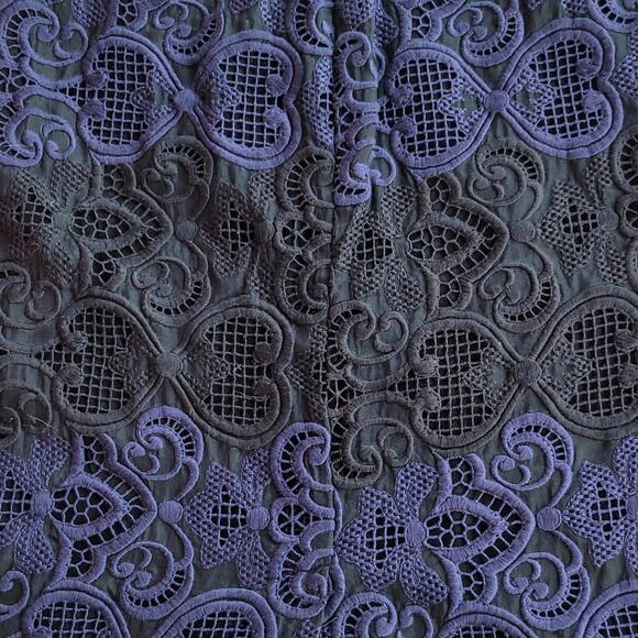 A.L.C. Silk Color Block Lace Embroidered Pencil Skirt Size 8 Blue Black Luxury - Picture 3 of 8